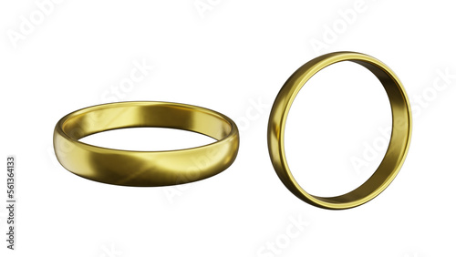 wedding rings isolated on white, 3d rendering of gold ring PNG transparent