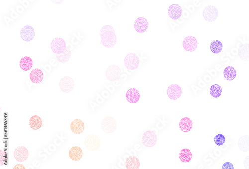 Light Pink, Yellow vector background with bubbles.