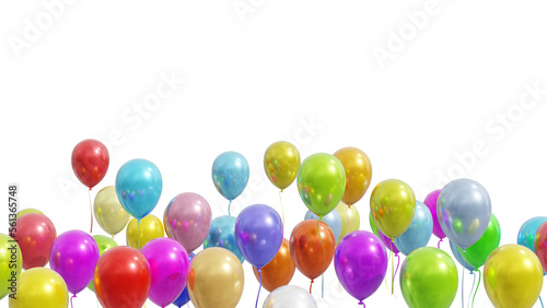 colorful balloons isolated on white. 3d rendering of multi colored balloons PNG transparent  ampty space for text 