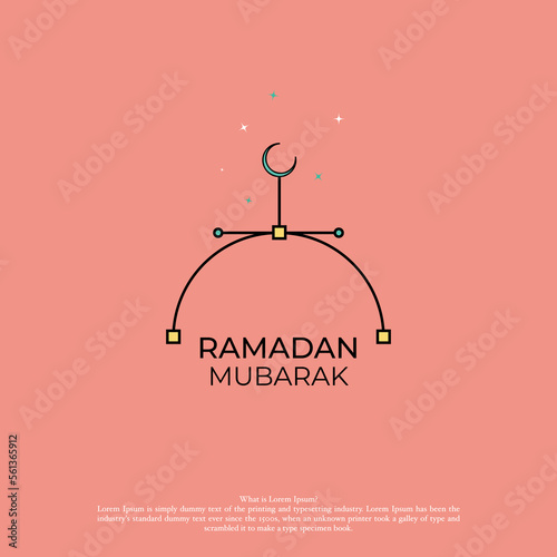 Illustration of Ramadan Mubarak with intricate Arabic lamp for the celebration of Muslim community festival.
