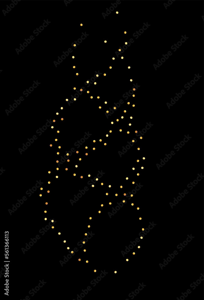 Golden Polka Christmas Vector Black Background.