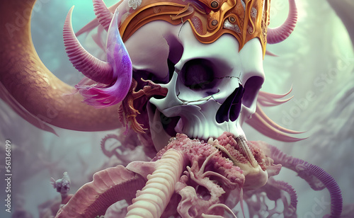 skull meduse style and octopus format photo