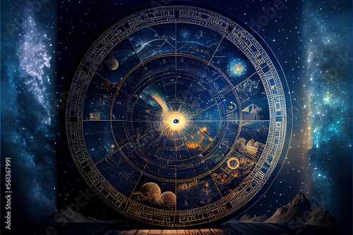 astrological chart with stars background. Abstract astrological map