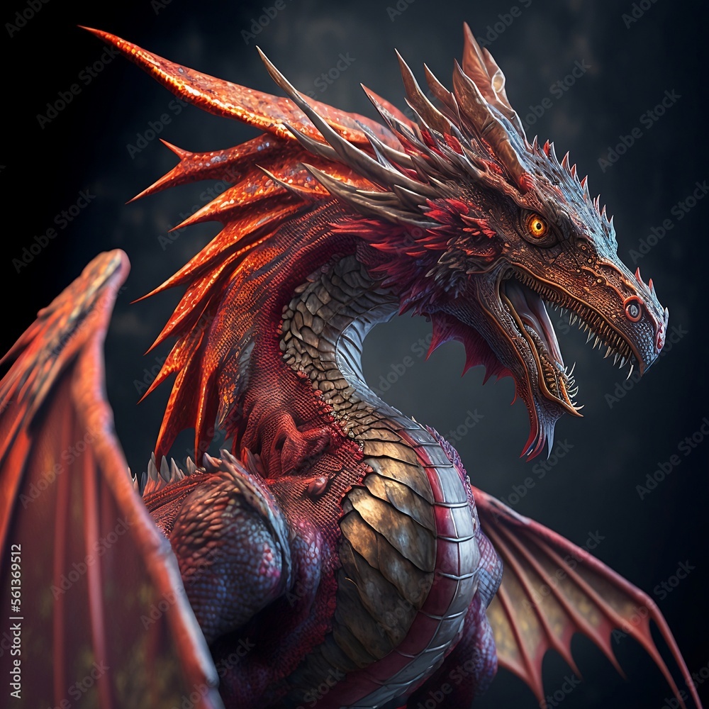 Red Dragon Head Digital Painting Stock Illustration - Download Image Now -  Dragon, Red, Fantasy - iStock
