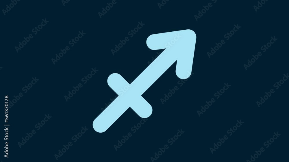 White Sagittarius zodiac sign icon isolated on blue background. Astrological horoscope collection. 4K Video motion graphic animation White Sagittarius zodiac sign icon isolated on blue background. Astrological horoscope collection. 4K Video motion graphic animation