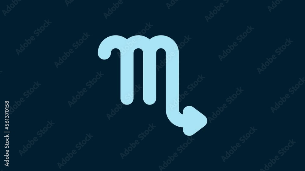 White Scorpio zodiac sign icon isolated on blue background. Astrological horoscope collection. 4K Video motion graphic animation White Scorpio zodiac sign icon isolated on blue background. Astrological horoscope collection. 4K Video motion graphic animation