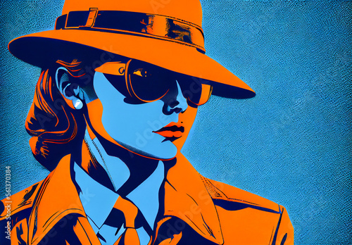 Spy woman. Illegal Mafia and woman as killer concept