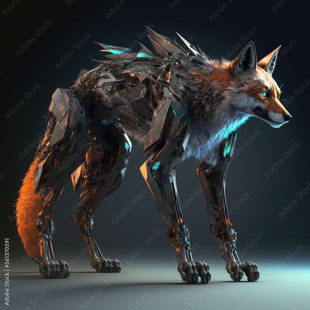 red fox robot Stock Illustration | Adobe Stock