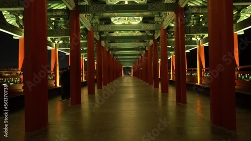 Gyeongju, Korea-Jan.11-2023 : Woljeonggyo Bridge-Wooden bridge. Filming locations for Under the Queen's Umbrella