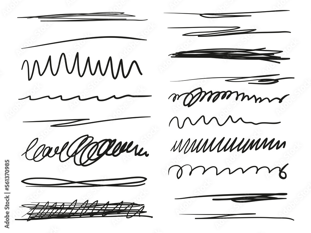 Hand drawn underlines on white. Abstract backgrounds with array of ...