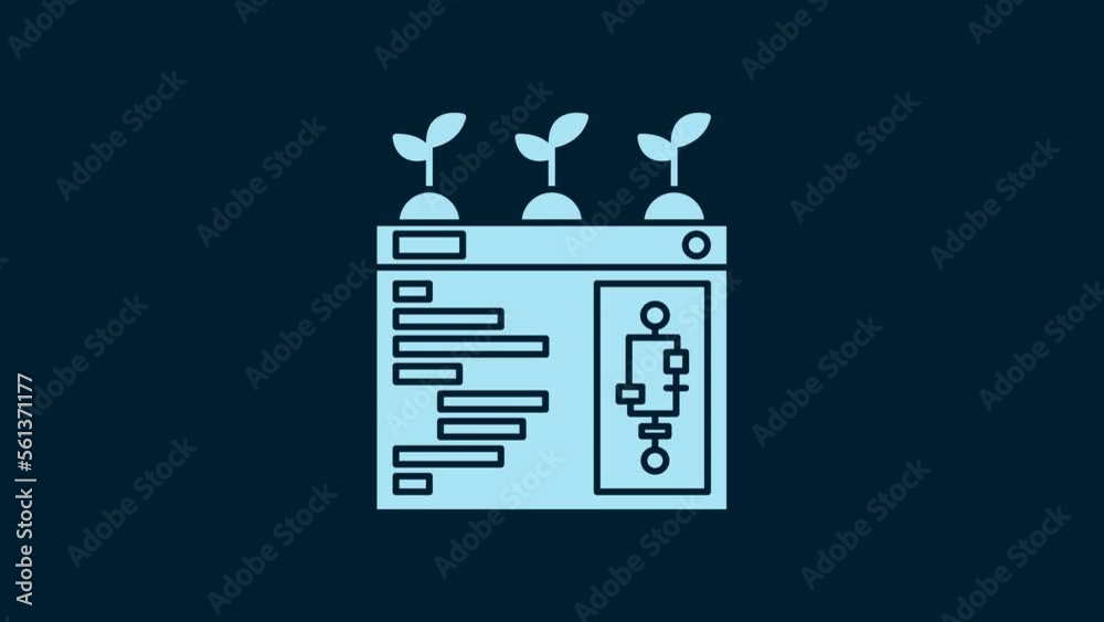White Smart farming technology - farm automation system in app icon isolated on blue background. 4K Video motion graphic animation White Smart farming technology - farm automation system in app icon isolated on blue background. 4K Video motion graphic animation