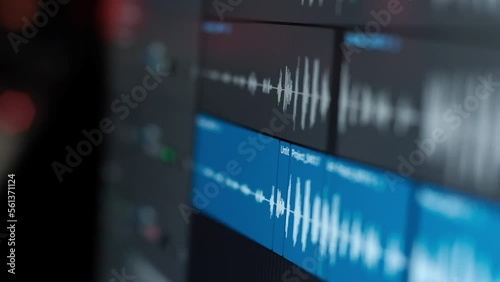 Sound recording scale on screen in studio