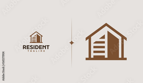 Residence Monoline Logo Template. Universal creative premium symbol. Vector illustration