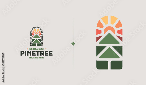 Pine Tree Logo Template. Universal creative premium symbol. Vector illustration