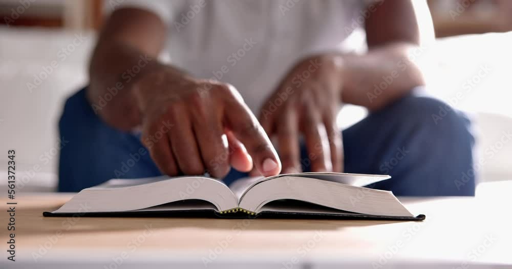 American African Prayer Man Studying Bible Book