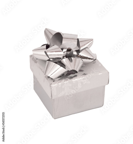 Srebrny prezent PNG, wręczać, pudełko, kokarda 