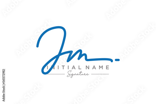 Initial JM signature logo template vector. Hand drawn Calligraphy lettering Vector illustration.