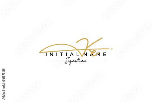 Initial KE signature logo template vector. Hand drawn Calligraphy lettering Vector illustration.