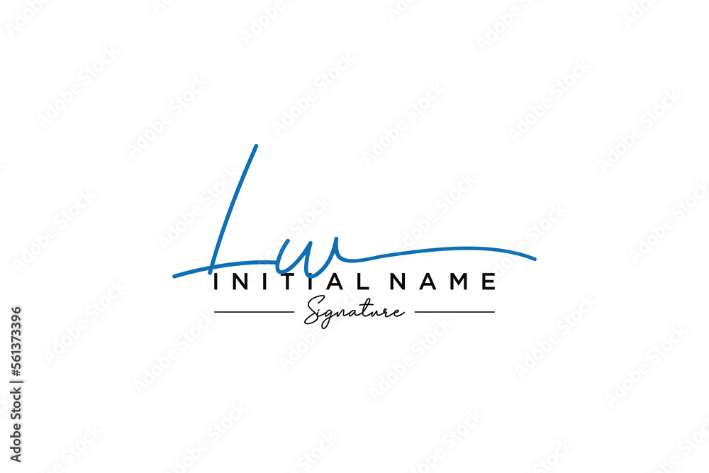 Initial LW signature logo template vector. Hand drawn Calligraphy lettering Vector illustration.