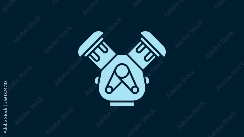 White Car engine icon isolated on blue background. 4K Video motion graphic animation White Car engine icon isolated on blue background. 4K Video motion graphic animation