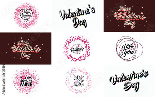 Happy Valentine's Day typography poster with handwritten calligraphy text. isolated on white background © Muhammad