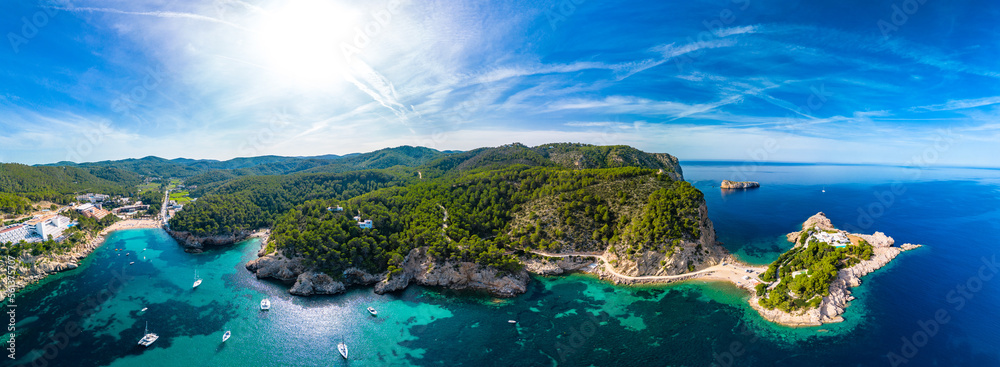Fototapeta premium Beach of Port Sant Miquel, Ibiza island in Spain