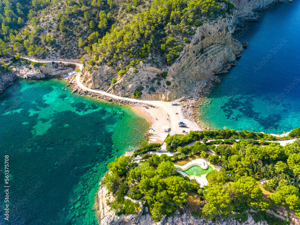 Beach of Port Sant Miquel, Ibiza island in Spain