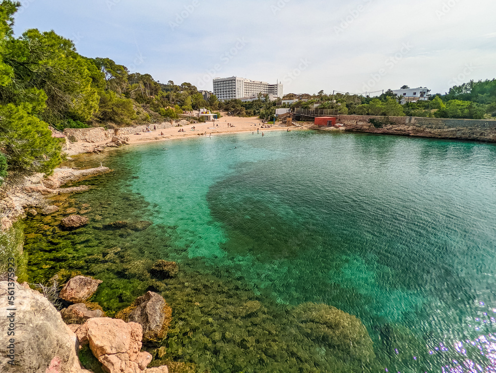 Cala Gracio and Calo el Moro beach on Ibiza island, Spain