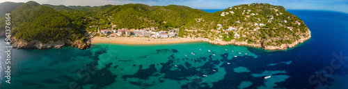 Fototapeta Naklejka Na Ścianę i Meble -  Ibiza, Balearics, Spain - Cala de San Vincente or Sant Vincent, bay with beach