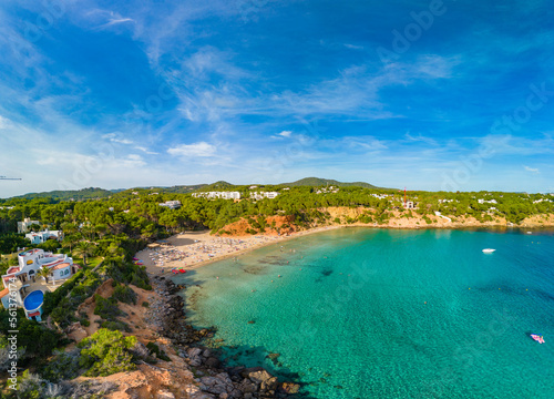 Cala Llenya, Ibiza with turquoise water in Balearic