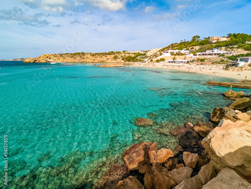 Fototapeta Naklejka Na Ścianę i Meble -  Beautiful coast and sea in Cala Tarida, Ibiza island, Spain