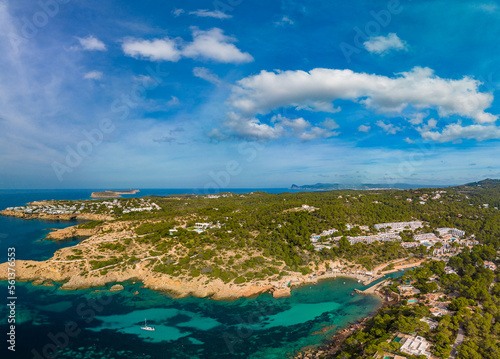 Beautiful coast and sea in Cala Tarida, Ibiza island, Spain