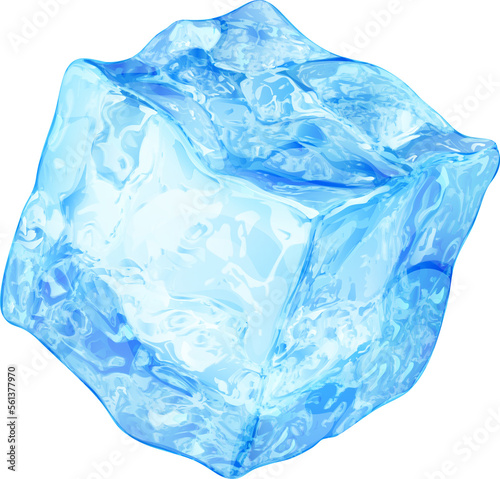 Realistic ice cube in light blue color