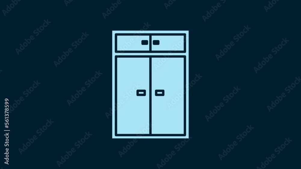 White Wardrobe icon isolated on blue background. 4K Video motion graphic animation White Wardrobe icon isolated on blue background. 4K Video motion graphic animation