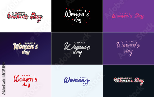 International Women's Day lettering with a love shape. suitable for use in cards. invitations. banners. posters. postcards. stickers. and social media posts © Muhammad