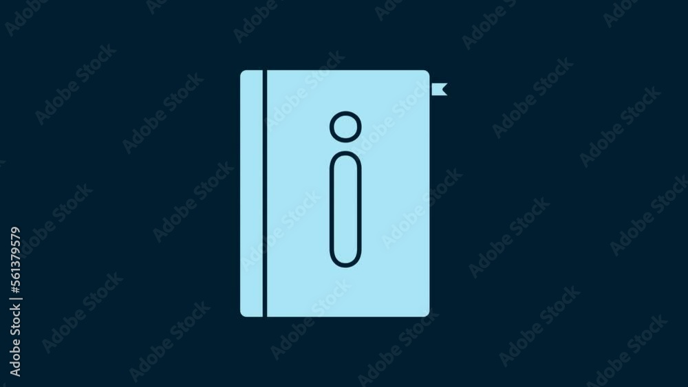 White User manual icon isolated on blue background. User guide book. Instruction sign. Read before use. 4K Video motion graphic animation White User manual icon isolated on blue background. User guide book. Instruction sign. Read before use. 4K Video motion graphic animation