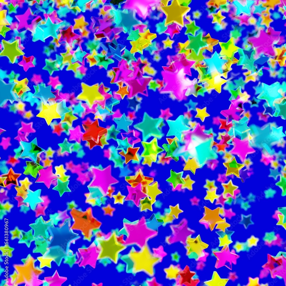 Shiny scolorful tar confetti glitter partly blurred on blue background (3D Rendering) Shiny scolorful tar confetti glitter partly blurred on blue background (3D Rendering)