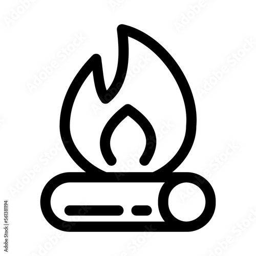 campfire, bonfire linear vector icon, vector illustration