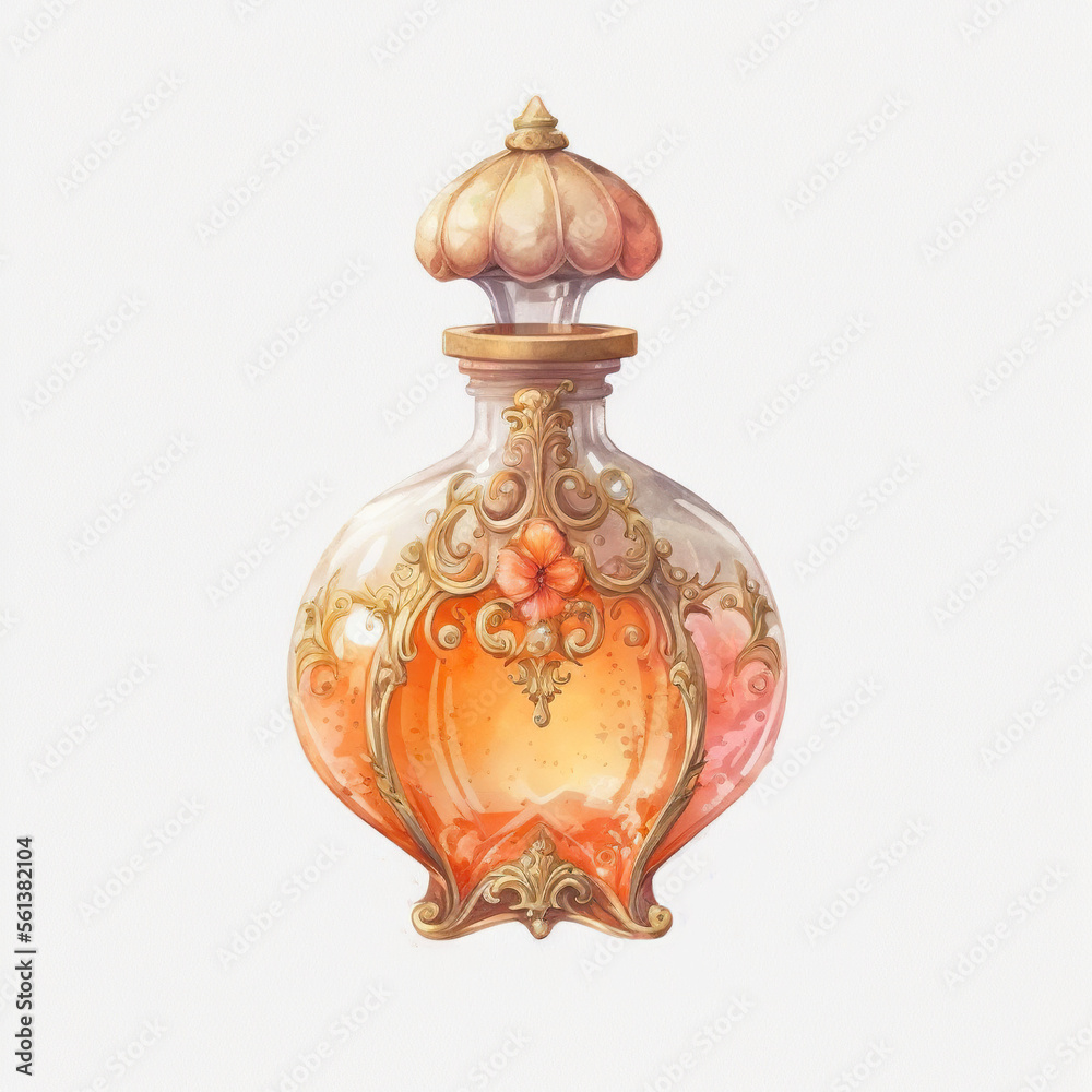 orange perfume bottle, Generative AI orange perfume bottle, Generative AI