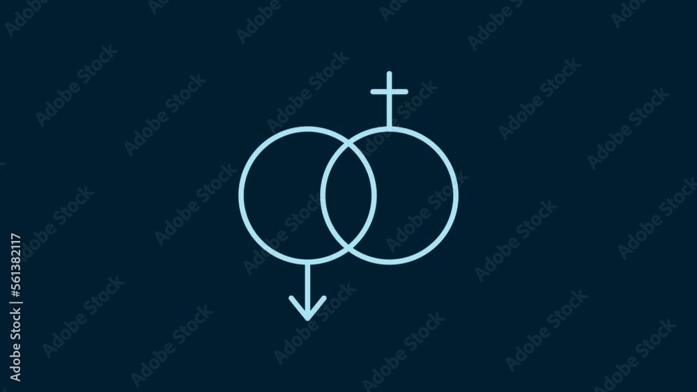 White Gender icon isolated on blue background. Symbols of men and women. Sex symbol. Valentines day concept. 4K Video motion graphic animation White Gender icon isolated on blue background. Symbols of men and women. Sex symbol. Valentines day concept. 4K Video motion graphic animation