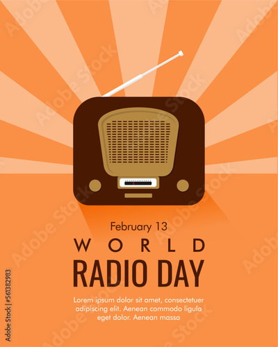 vintage world radio day poster template