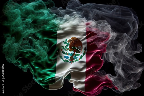Flag of Mexico. Smoke in the form of  the Mexican national flag. Generative AI.