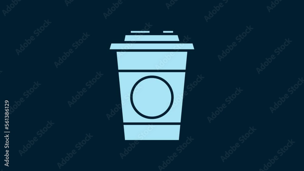 White Paper glass icon isolated on blue background. Soda drink glass. Fresh cold beverage symbol. 4K Video motion graphic animation White Paper glass icon isolated on blue background. Soda drink glass. Fresh cold beverage symbol. 4K Video motion graphic animation