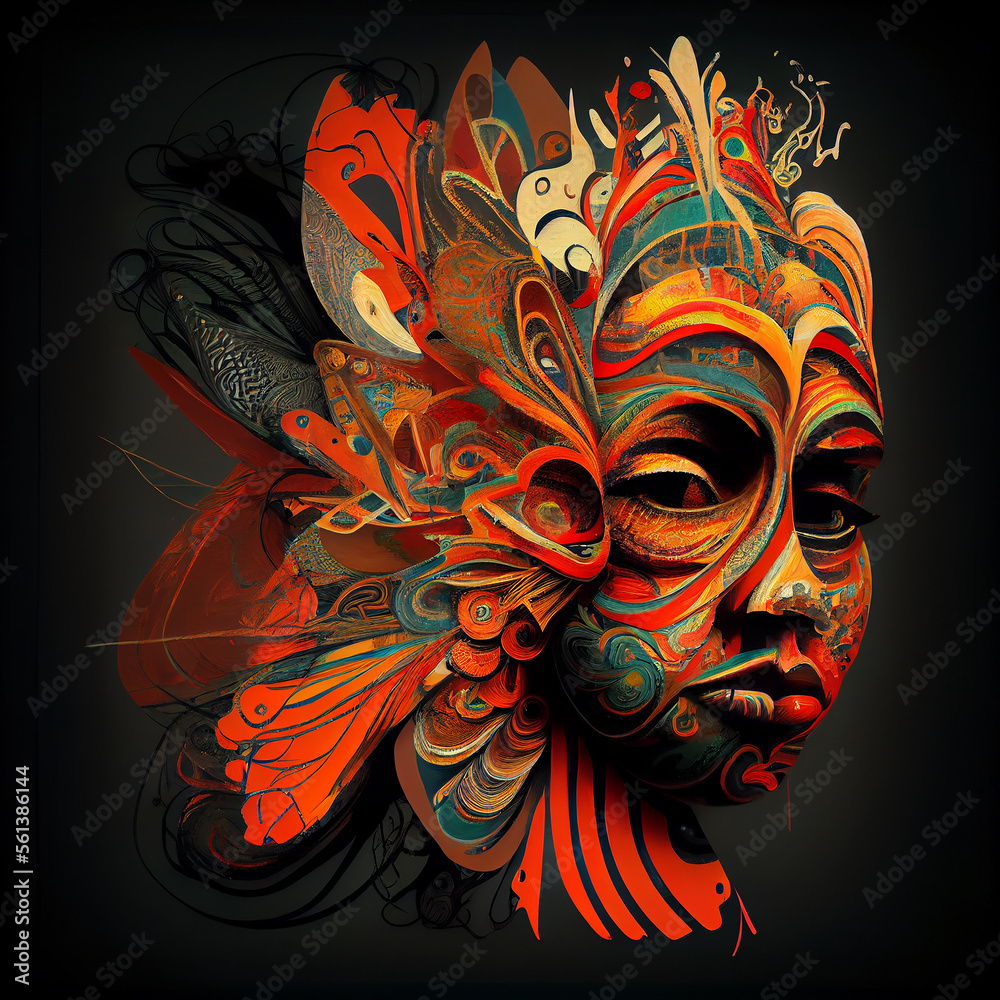 Abstract background with tropical Indonesian art