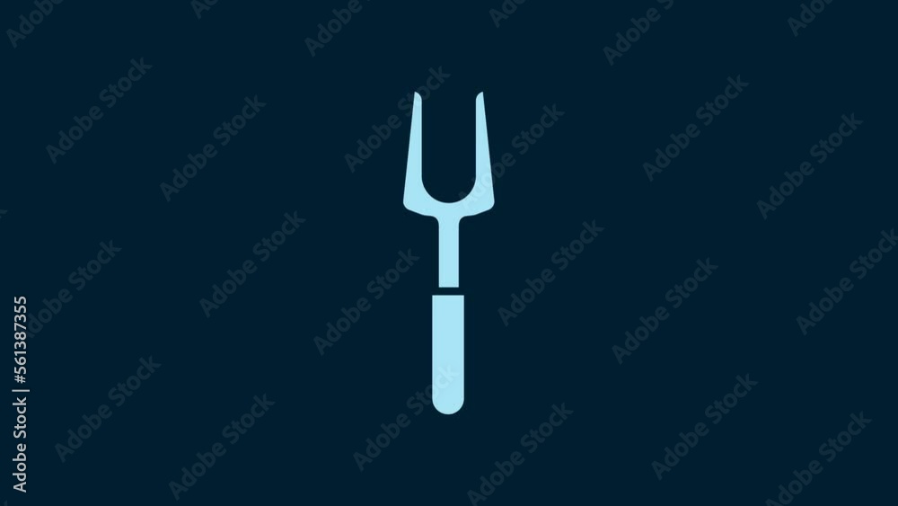 White Barbecue fork icon isolated on blue background. BBQ fork sign. Barbecue and grill tool. 4K Video motion graphic animation White Barbecue fork icon isolated on blue background. BBQ fork sign. Barbecue and grill tool. 4K Video motion graphic animation