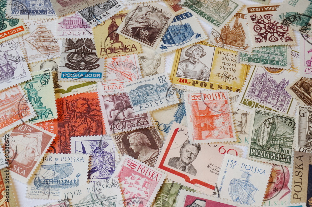 Cancelled Polish Postage Stamps Wallpaper