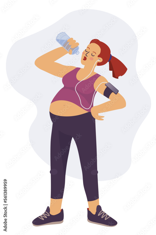 Young pregnant woman in sportswear drinks water. Prenatal sport exercise outside. Happy motherhood healthy lifestyle Young pregnant woman in sportswear drinks water. Prenatal sport exercise outside. Happy motherhood healthy lifestyle