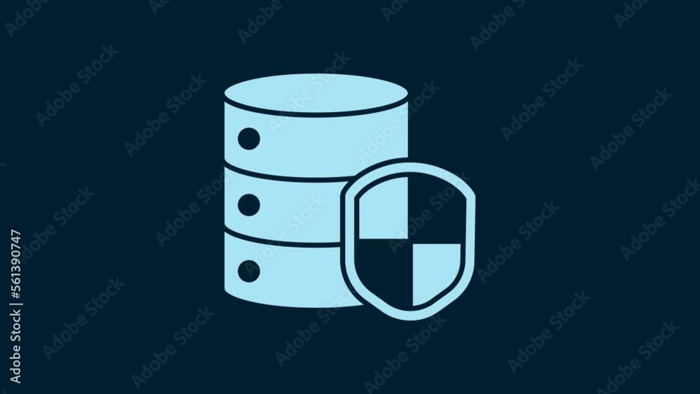 White Server with shield icon isolated on blue background. Protection against attacks. Network firewall, router, switch, data. 4K Video motion graphic animation White Server with shield icon isolated on blue background. Protection against attacks. Network firewall, router, switch, data. 4K Video motion graphic animation