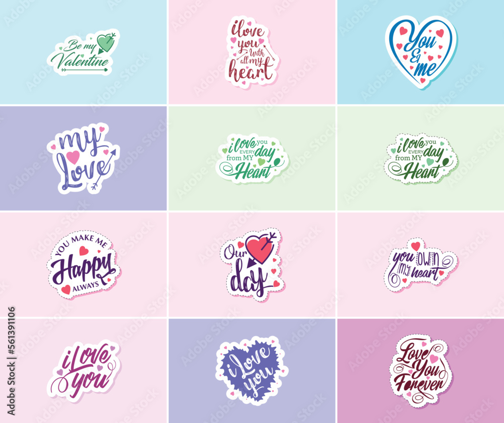 Love-Filled Valentine's Day Typography Stickers