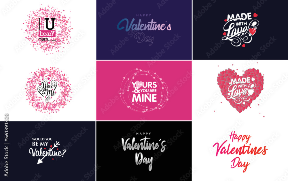 Happy Valentine's Day greeting card template with a cute animal theme and a pink color scheme